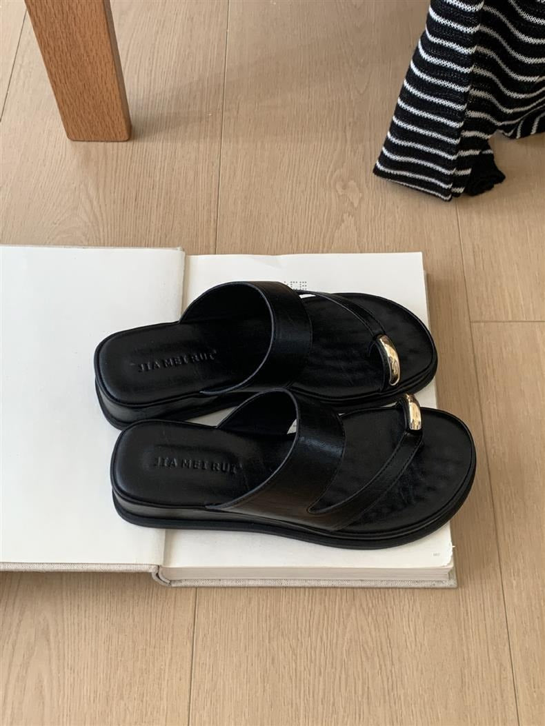 Formal Designer Clip Toe Chunky Flip Flops High Heels Sandals