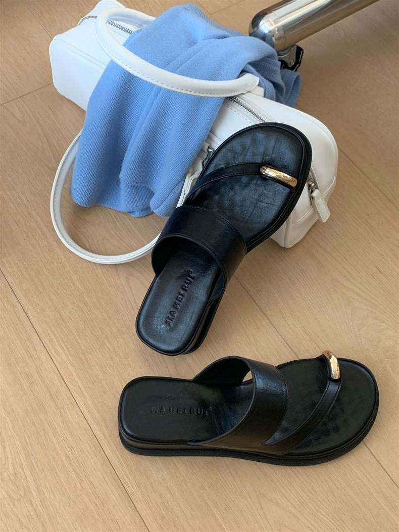 Formal Designer Clip Toe Chunky Flip Flops High Heels Sandals
