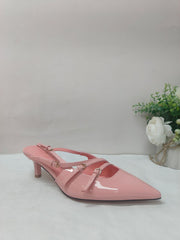 Rhinestone Diamond patent Leather Buckle Pointed Stiletto High Heel