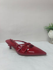 Rhinestone Diamond patent Leather Buckle Pointed Stiletto High Heel