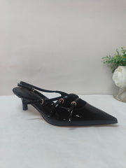 Rhinestone Diamond patent Leather Buckle Pointed Stiletto High Heel