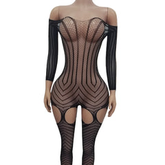 one piece lingerie black hollow teddy Elastic tight fitting intimate sleepwear bodystockings costumes
