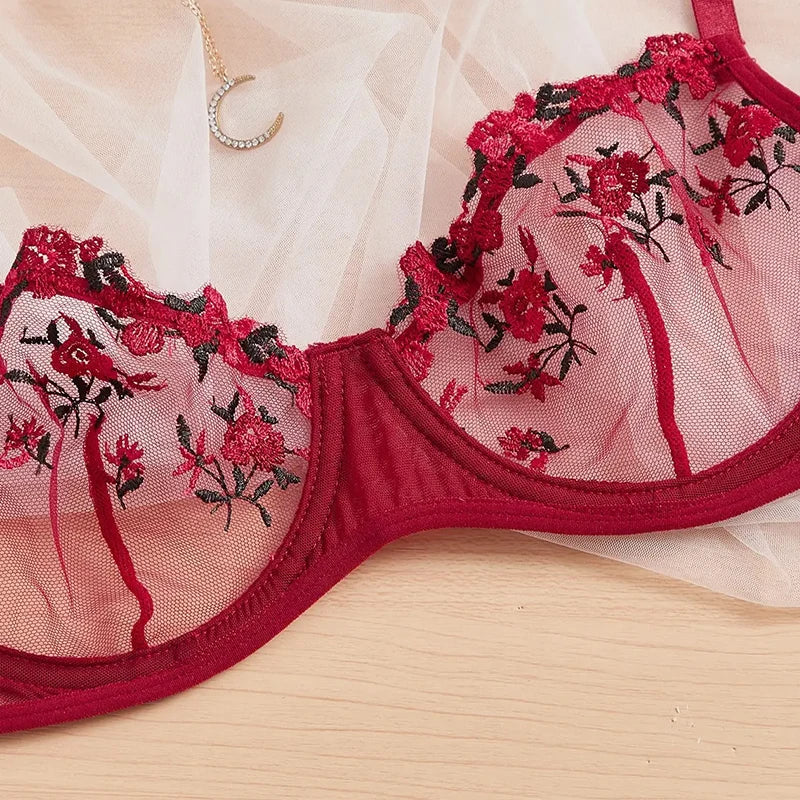 porn suit Push Up Thin Bralette Set Seductive Underwear Exotic Bra embroid Print Brassiere Stylish Adult Lingerie