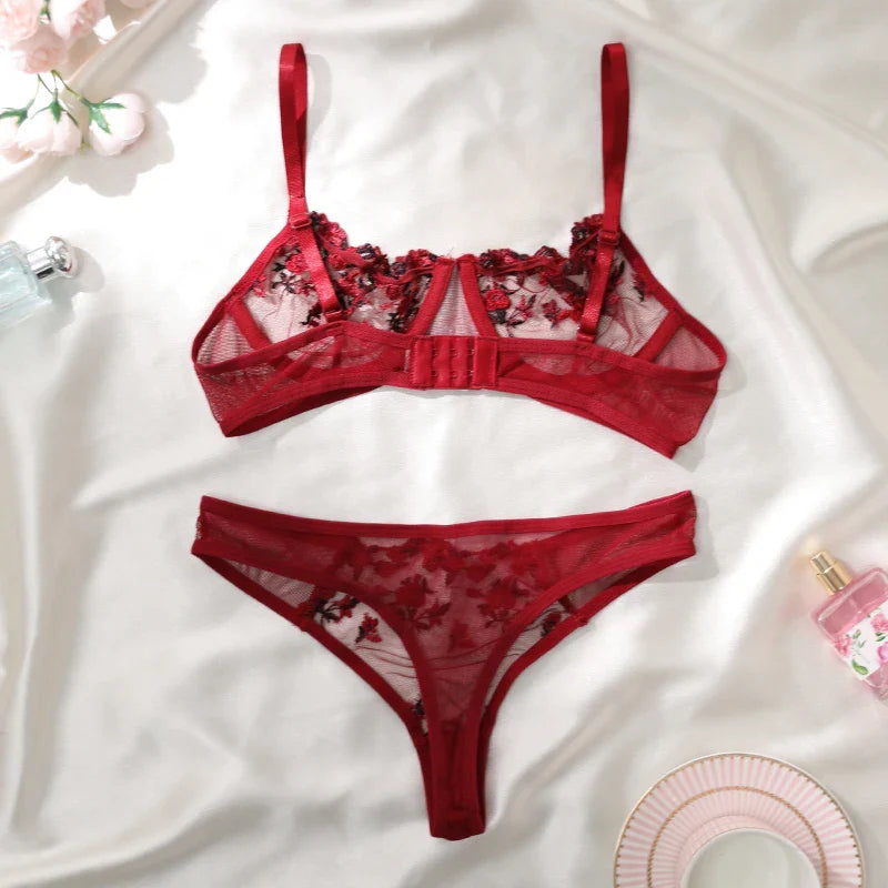 porn suit Push Up Thin Bralette Set Seductive Underwear Exotic Bra embroid Print Brassiere Stylish Adult Lingerie