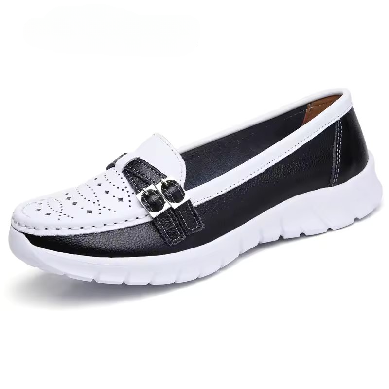 Elegant Hollow Genuine Leather Moccasin Loafers