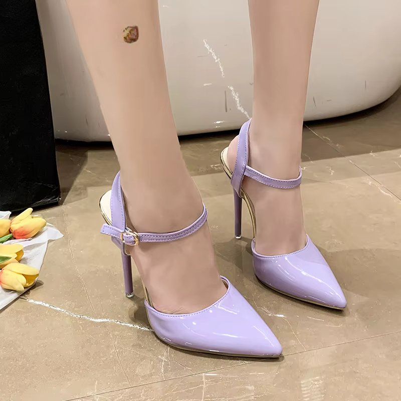 Ankle Strap Hollow Pointed Toe Super High Stiletto Heels