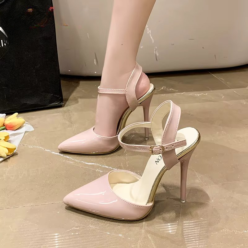 Ankle Strap Hollow Pointed Toe Super High Stiletto Heels
