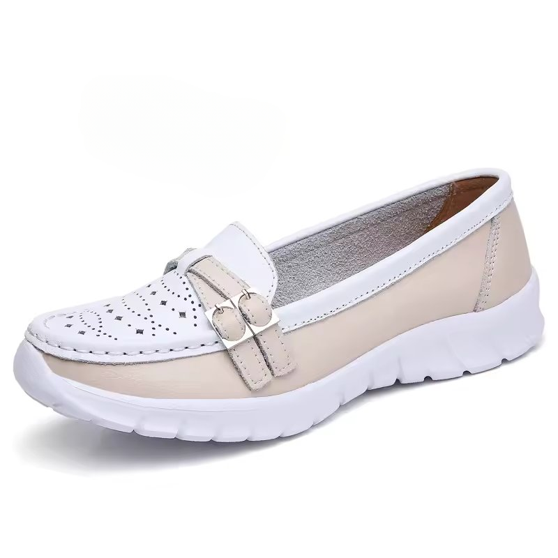 Elegant Hollow Genuine Leather Moccasin Loafers