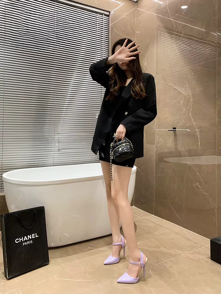 Ankle Strap Hollow Pointed Toe Super High Stiletto Heels