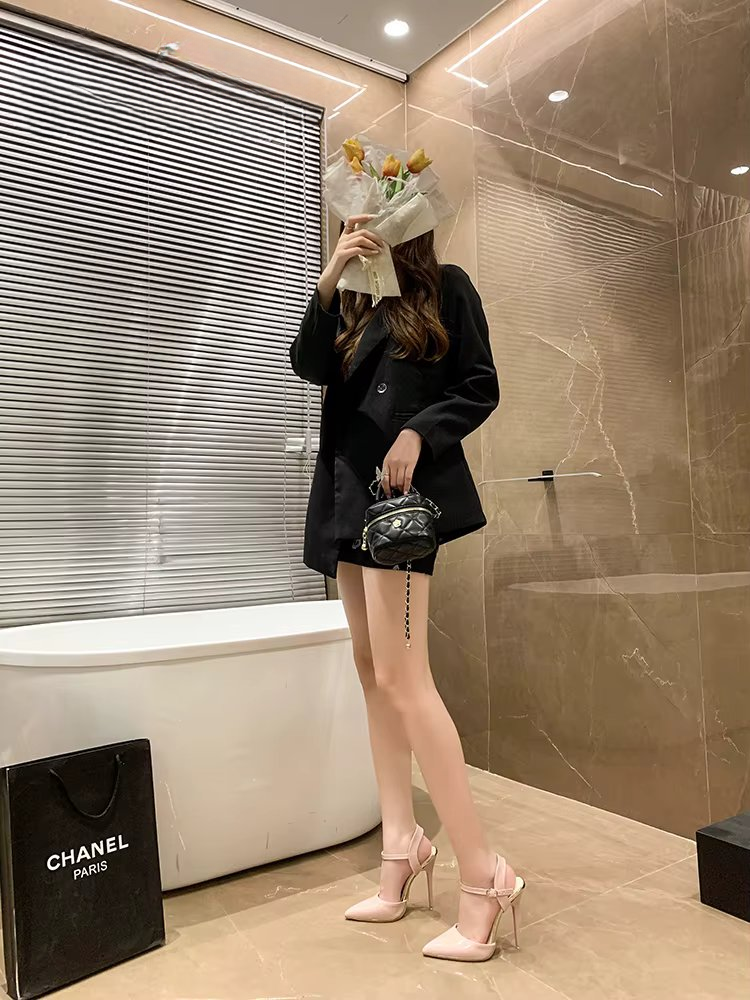 Ankle Strap Hollow Pointed Toe Super High Stiletto Heels