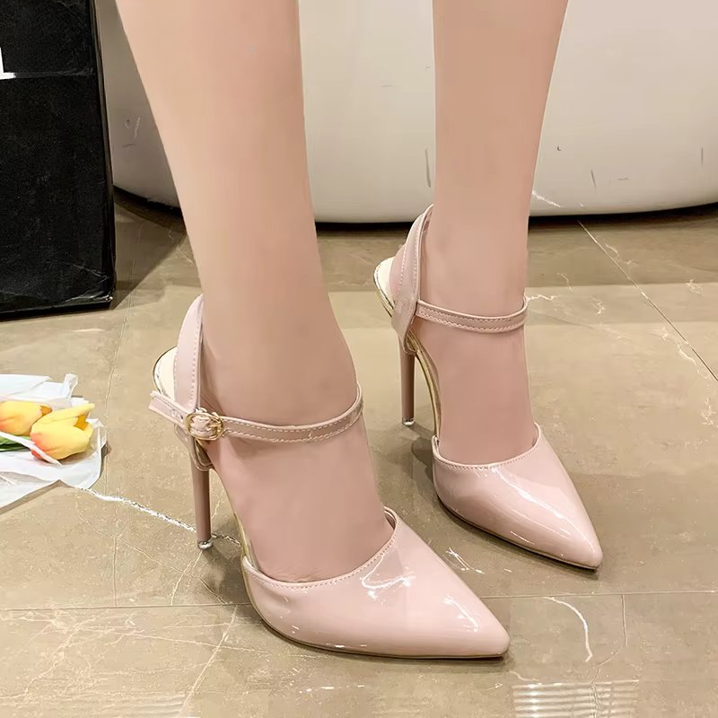 Ankle Strap Hollow Pointed Toe Super High Stiletto Heels