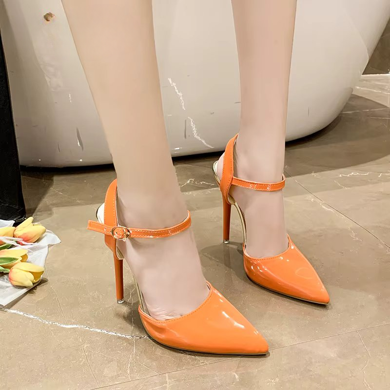 Ankle Strap Hollow Pointed Toe Super High Stiletto Heels