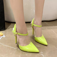 Ankle Strap Hollow Pointed Toe Super High Stiletto Heels