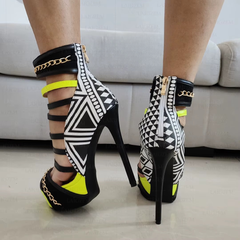 Elegant Open Toe Cross Straps Party Stiletto Pumps High Heels