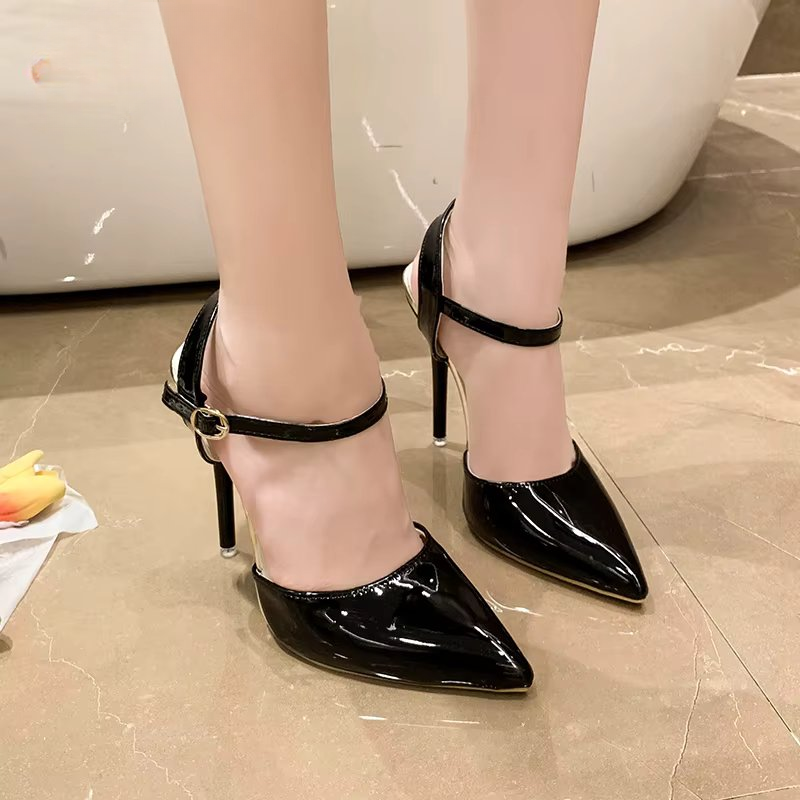 Ankle Strap Hollow Pointed Toe Super High Stiletto Heels